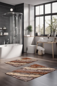 Set 2 covorase de baie multicolore din fibre sintetice CT-5031 The Home Collection