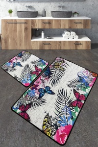 Set 2 covorase de baie multicolore din fibre sintetice Noirobi The Home Collection