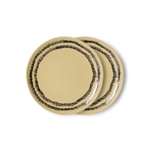 Set 2 farfurii pentru desert galben vanilie din ceramica 18 cm 70s Vanilla HKliving