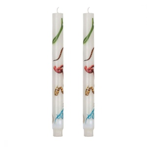 Set 2 lumanari multicolore din fibre naturale 27 cm Snakes White Seletti