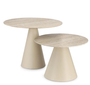 Set 2 mese de cafea exterior crem din metal Hardy 2 Bizzotto