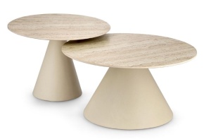 Set 2 mese de cafea exterior crem din metal Hardy Bizzotto