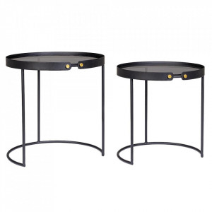 Set 2 mese de cafea negre din metal Zeina Style Bizzotto