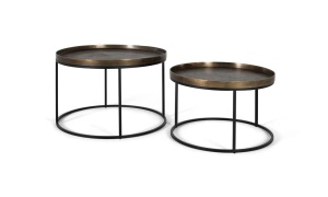 Set 2 mese de cafea negre/maro bronz din metal Cali Giner y Colomer