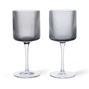 Set 2 pahare gri pentru vin din sticla 260 ml Ripple Frosted Ferm Living