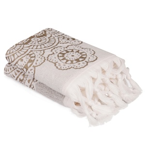 Set 2 prosoape ecru/maro din bumbac 50x90 cm Marcello The Home Collection