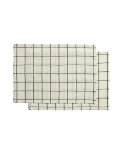 Set 2 protectii de masa ecru/verzi din bumbac 35x50 cm Adesta Kave Home
