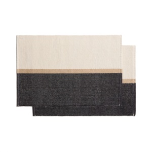 Set 2 protectii de masa neagra din fibre naturale 35x50 cm Tari Kave Home