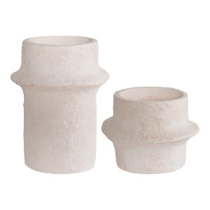 Set 2 suporturi lumanare albe din ciment Lyse House Nordic