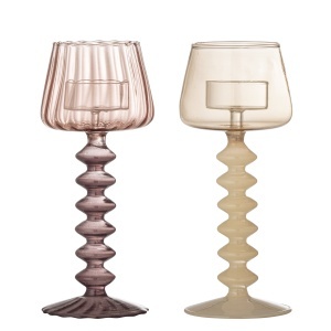 Set 2 suporturi lumanare din sticla roz/crem Daze Votive Creative Collection