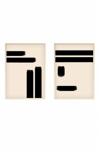 Set 2 tablouri albe/negre din lemn 50x70 cm Lines The Home Collection