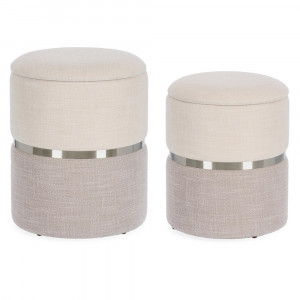 Set 2 taburete rotunde multicolore din textil Radinka Grey Bizzotto