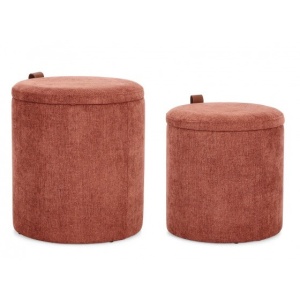 Set 2 taburete rotunde rosii din textil Katia Storage Bizzotto