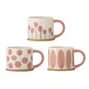 Set 3 cani roz/bej din ceramica 450 ml Linora Creative Collection