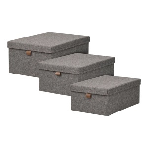 Set 3 cutii depozitare gri din fibre sintetice Noto House Nordic