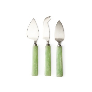 Set 3 cutite pentru branzeturi verde salvie din metal Cheese HKliving