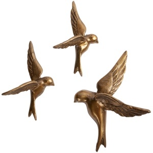 Set 3 decoratiuni aurii din metal Avaler Woood
