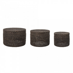 Set 3 masute de cafea maro din fibre naturale Marrone Bloomingville