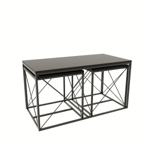 Set 3 mese de cafea gri antracit din metal Defne The Home Collection