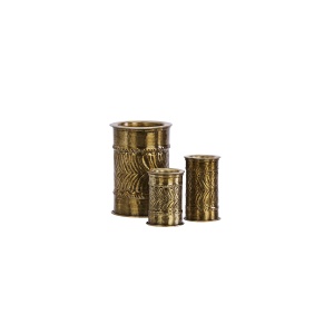 Set 3 suporturi lumanare maro alama din metal Path Madam Stoltz