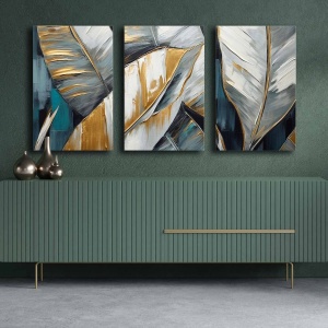 Set 3 tablouri multicolore din fibre naturale 45x70 cm 3P4570GSC-013 The Home Collection