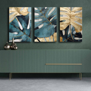Set 3 tablouri multicolore din fibre naturale 45x70 cm Noarya The Home Collection