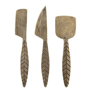 Set 3 ustensile pentru branzeturi maro alama din metal Citra Creative Collection