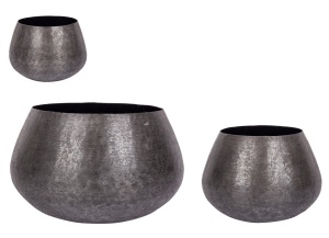 Set 3 vaze decorative negre din metal Varanasi Bizzotto