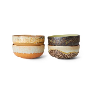 Set 4 boluri pentru tapas multicolore din ceramica 11 cm 70s Drift HKliving