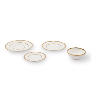 Set 4 farfurii albe/aurii din ceramica Kropya Pols Potten