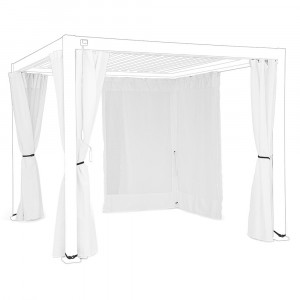 Set 4 perdele pentru pavilion gradina albe din fibre sintetice Ocean Bizzotto