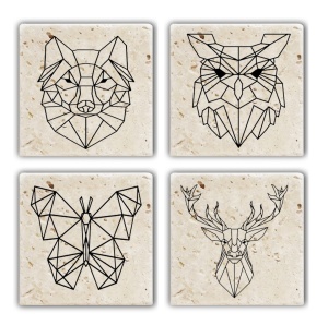 Set 4 protectii masa multicolore din piatra 10x10 cm TBA7436502835841 The Home Collection