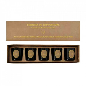 Set 5 lumanari parfumate cu suport negre din sticla 5 cm Herbarium The Home Collection