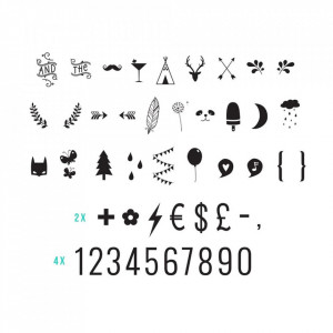 Set 85 de numere si simboluri pentru caseta luminoasa negre Joy A Little Lovely Company