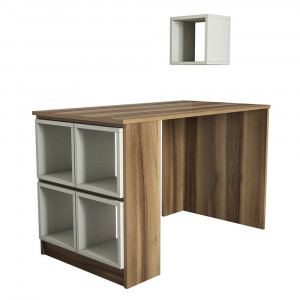 Set birou cu raft maro/crem Box The Home Collection
