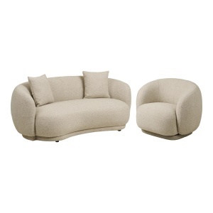 Set canapea si fotoliu bej din textil Hawkes House Nordic