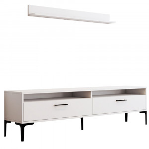 Set comoda TV si raft alb din metal Istanbul The Home Collection