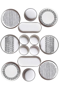 Set de masa 14 piese albe/negre din ceramica MCH09905 The Home Collection