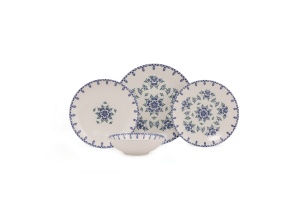 Set de masa 24 piese albe/albastre din ceramica GBSATN24Y4R1654 The Home Collection
