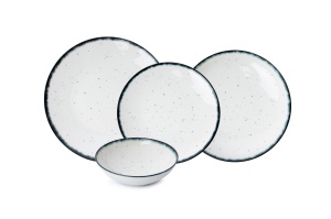 Set de masa 24 piese albe/negre din ceramica GBSATN24KY458SYH The Home Collection