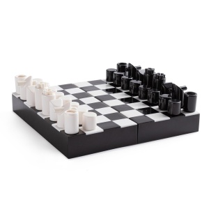 Set decoratiuni albe/negre din fibre naturale 6 cm Furtune Chess Bizzotto