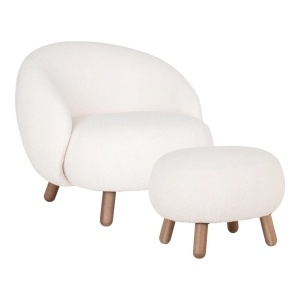 Set fotoliu si taburet alb din textil Savona House Nordic