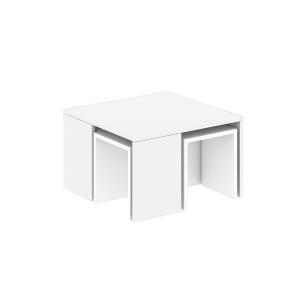 Set masa de cafea cu 4 mese laterale albe Ortanca The Home Collection