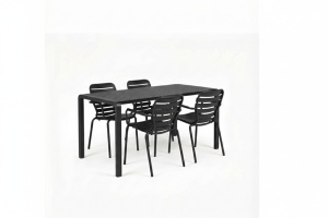 Set masa dining si 4 scaune exterior negre din metal Vondel Large Chair Zuiver