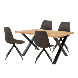 Set masa dining si 4 scaune gri/maro Toulon and Monaco House Nordic