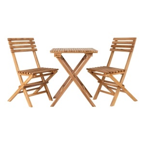 Set masa si 2 scaune exterior maro din lemn Cuenca House Nordic