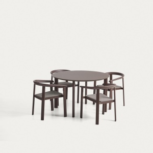 Set masa si 4 scaune exterior maro din metal Erice Kave Home