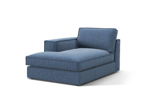 Sezlong pentru canapea modulara albastru inchis din textil pentru 1 persoana Pola Left Micadoni