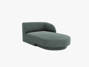 Sezlong pentru canapea modulara albastru petrol din textil pentru 2 persoane Miley Right Chenille Micadoni