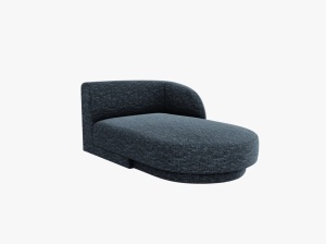 Sezlong pentru canapea modulara albastru royal din textil pentru 2 persoane Miley Right Chenille Micadoni